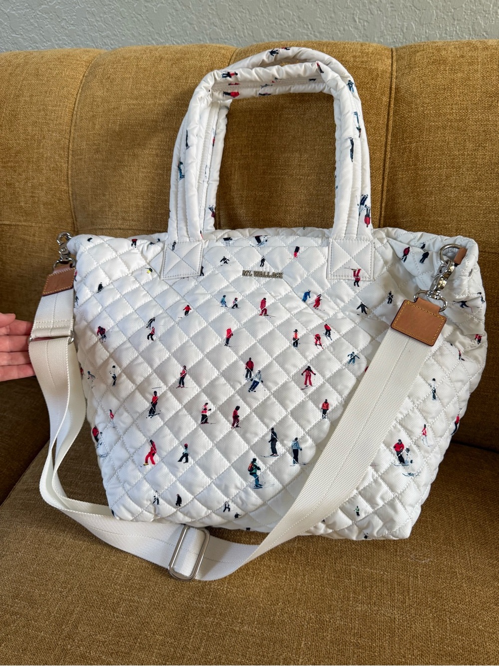 MZ Wallace White Tote Bag with Ski Print - Stylish Everyday Carry and brand NEW